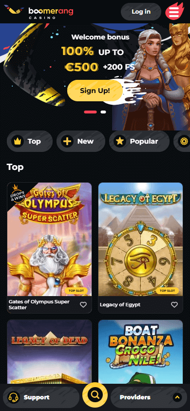 Boomerang Casino Mobile screenshot